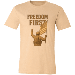 SOLDIER W/FLAG, FREEDOM FIRST - 3001C Bella + Canvas Unisex Jersey Short-Sleeve T-Shirt
