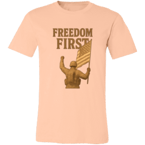 SOLDIER W/FLAG, FREEDOM FIRST - 3001C Bella + Canvas Unisex Jersey Short-Sleeve T-Shirt