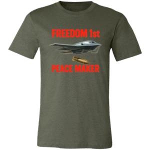 B-2 BOMBER PEACE MAKER - 3001C Bella + Canvas Unisex Jersey Short-Sleeve T-Shirt