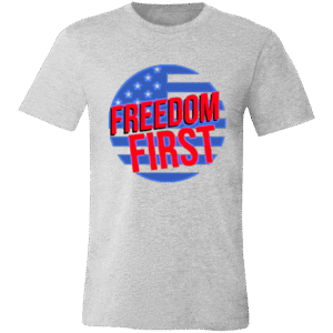 CIRCLE BLUE FLAG, FREEDOM FIRST - 3001C Bella + Canvas Unisex Jersey Short-Sleeve T-Shirt