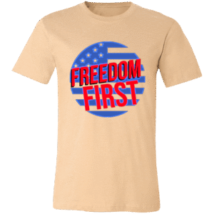CIRCLE BLUE FLAG, FREEDOM FIRST - 3001C Bella + Canvas Unisex Jersey Short-Sleeve T-Shirt