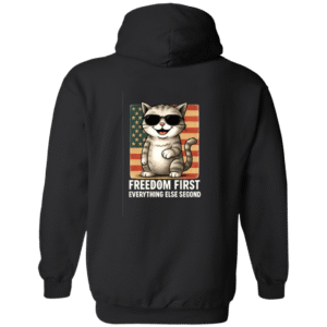 COOL CAT W/ SUNGLASSES -G186 Gildan Zip Up Hooded Sweatshirt