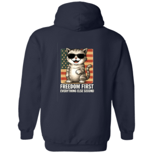 COOL CAT W/ SUNGLASSES -G186 Gildan Zip Up Hooded Sweatshirt