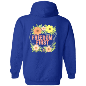 FLOWERS CIRCLING FREEDOM FIRST - G186 Gildan Zip Up Hooded Sweatshirt