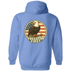 CIRCLE EAGLE FREEDOM FIRST - G186 Gildan Zip Up Hooded Sweatshirt