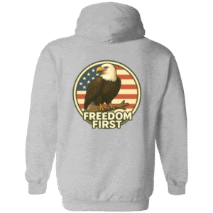 CIRCLE EAGLE FREEDOM FIRST - G186 Gildan Zip Up Hooded Sweatshirt